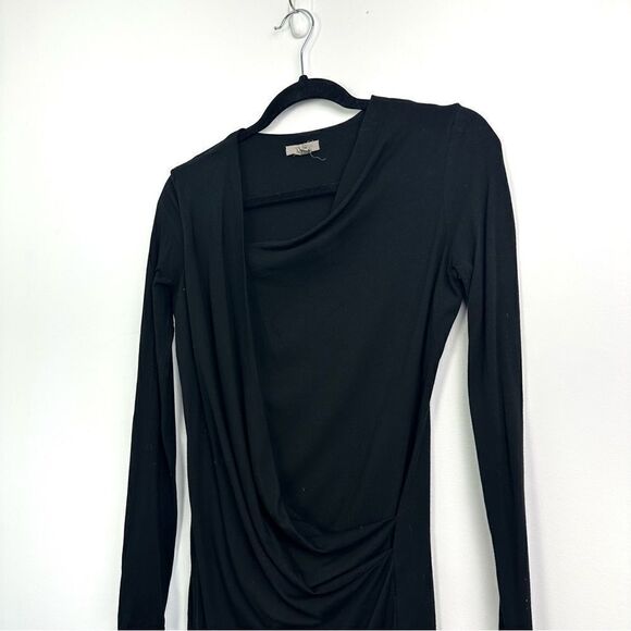 Helmut Lang Asymmetrical Drape Front Long Sleeve Dress in Black Sz Small - Picture 3 of 11